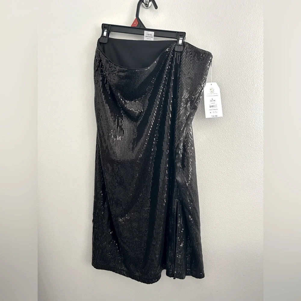 Time and Tru Women's Sequin Skirt with Side Slit, Sizes lg 12-14 - Picture 2 of 7